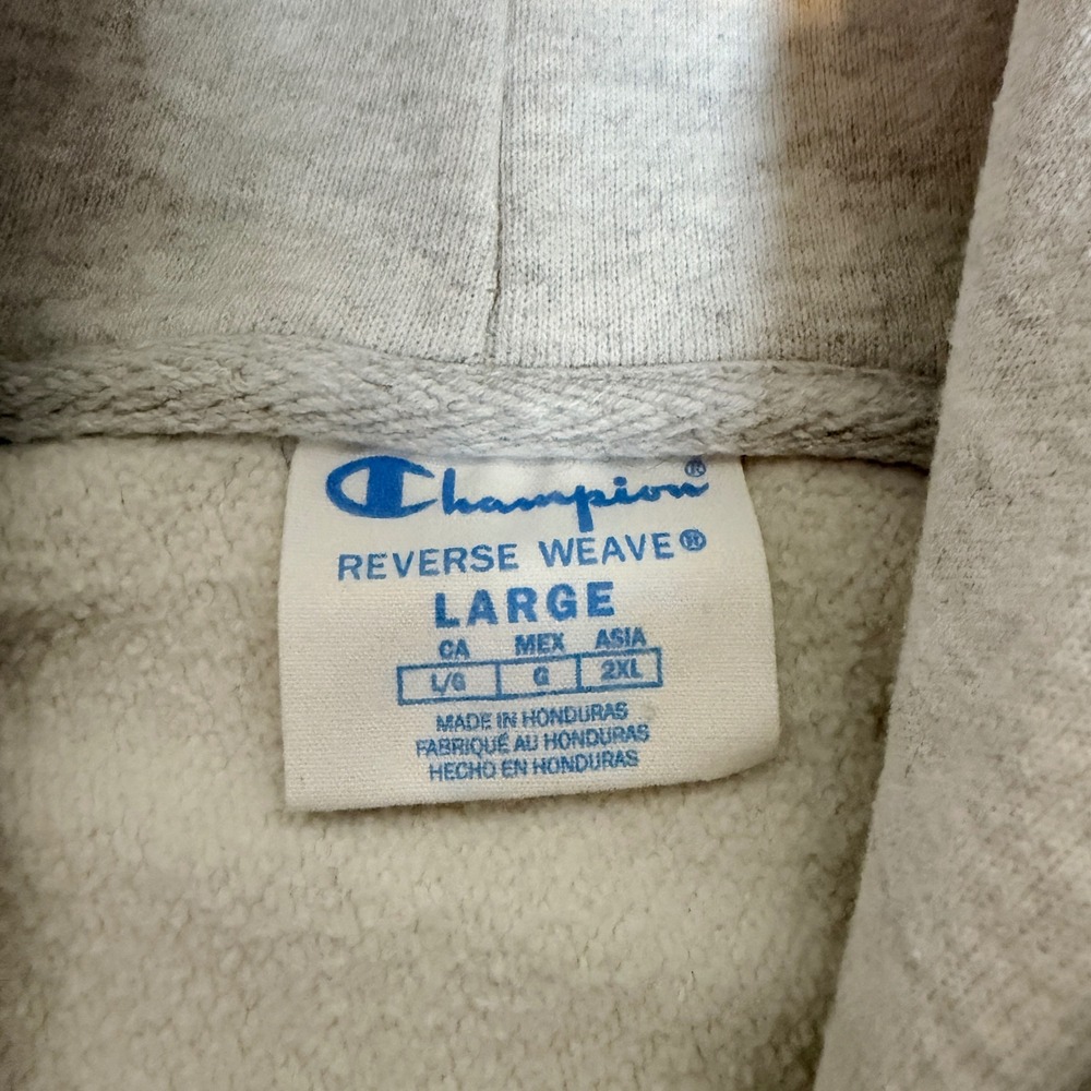 Champion‎ Reverse Weave Hoodie Mens Large Gray Heavyweight Fleece Sweatshirt - Picture 2 of 5
